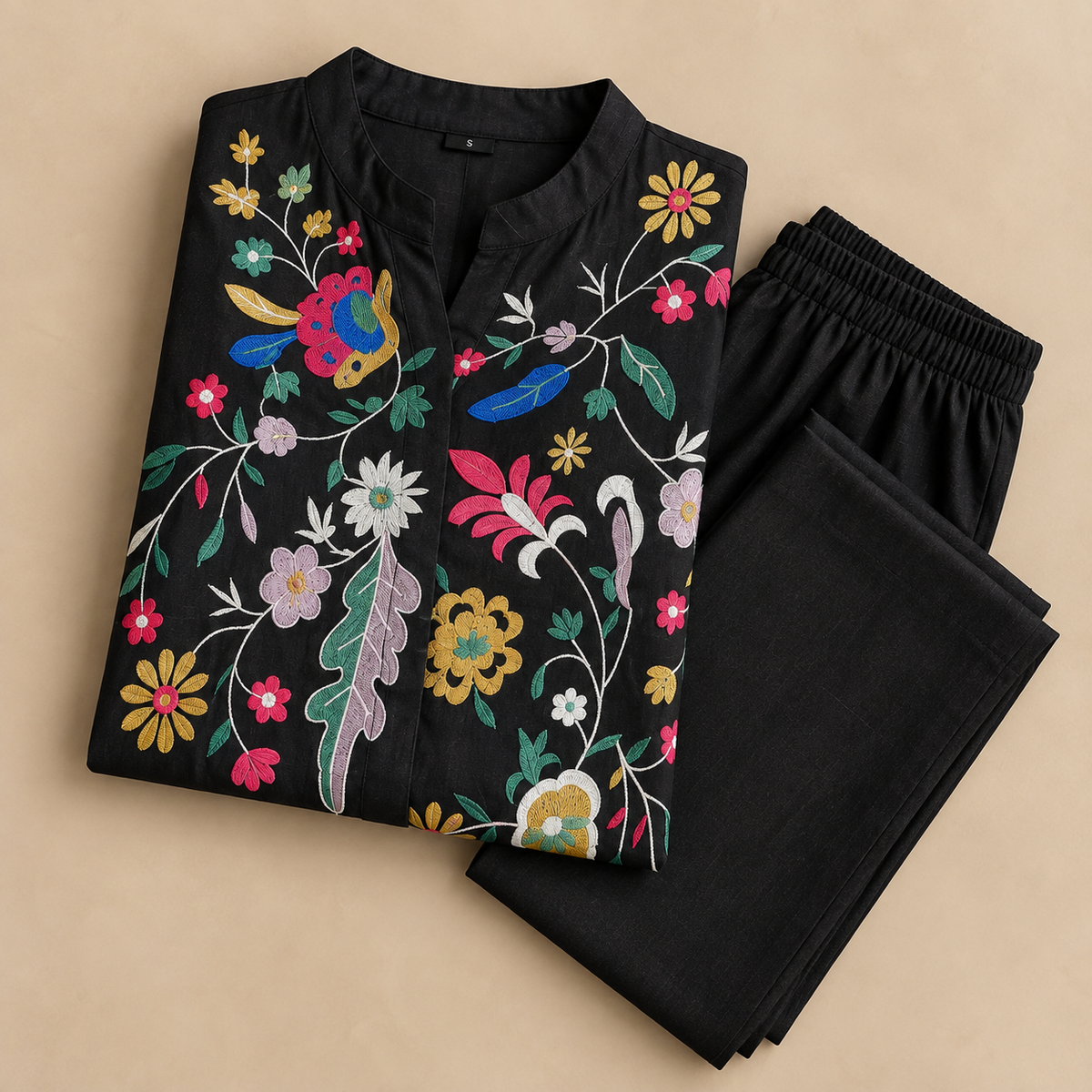 Embroidered Kurta Set Midnight Bloom
