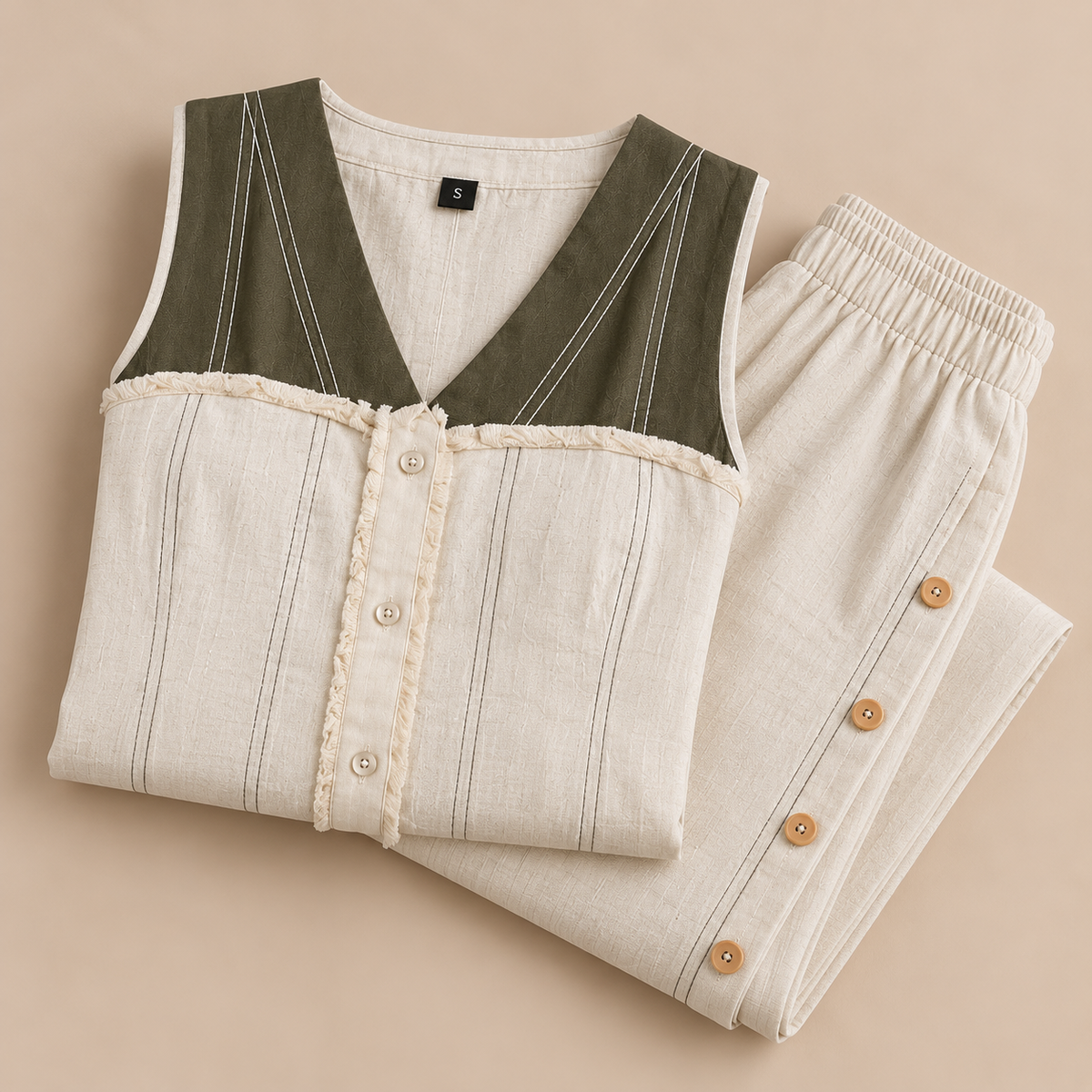 Embroidered Kurta Set – Olive Ivory