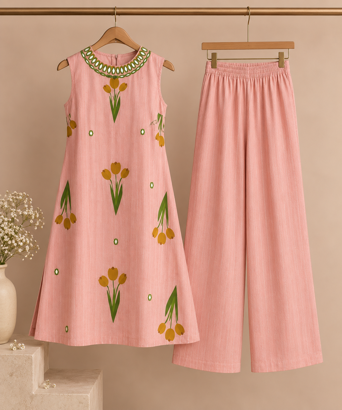 Embroidered Kurta Set – Pink Meadow