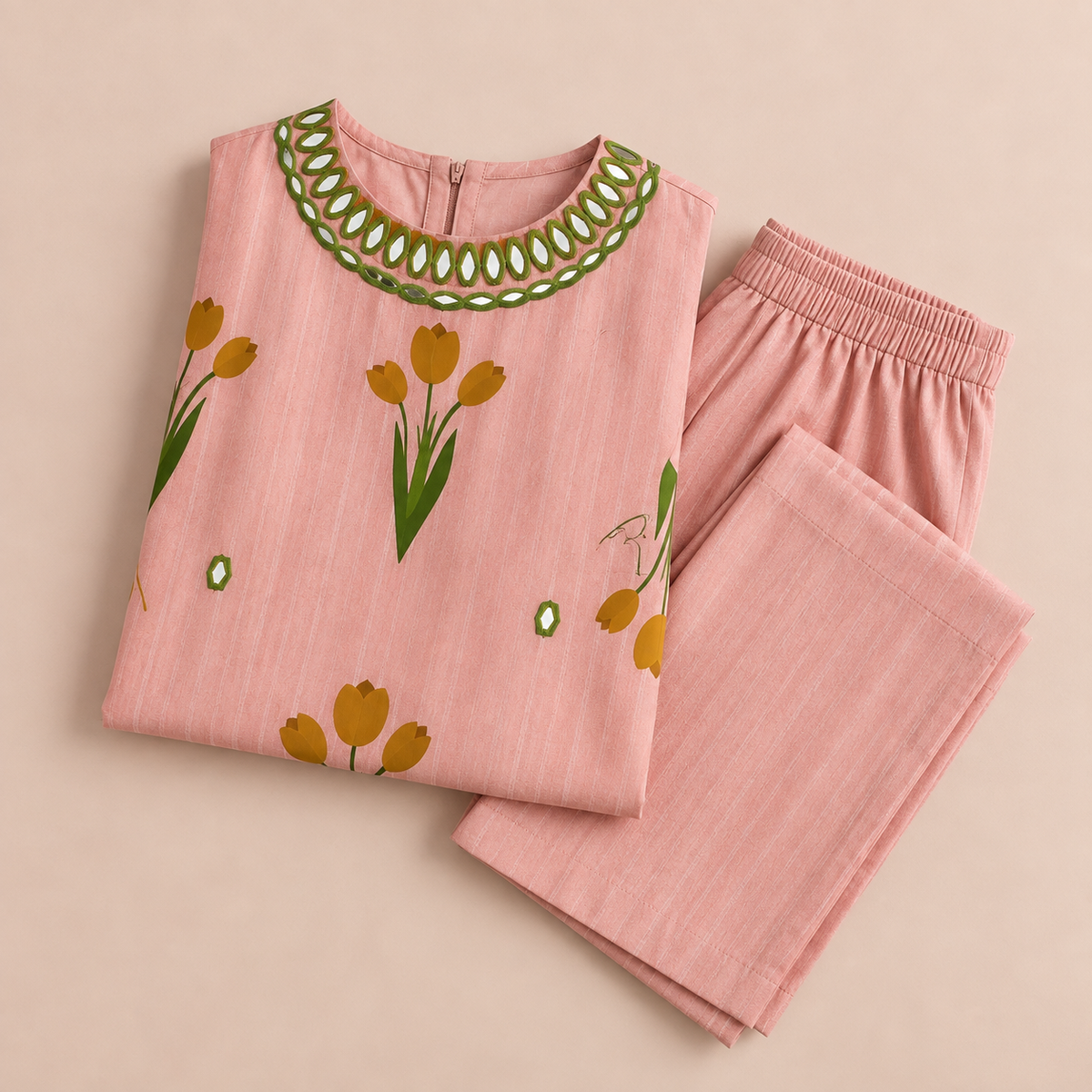 Embroidered Kurta Set – Pink Meadow