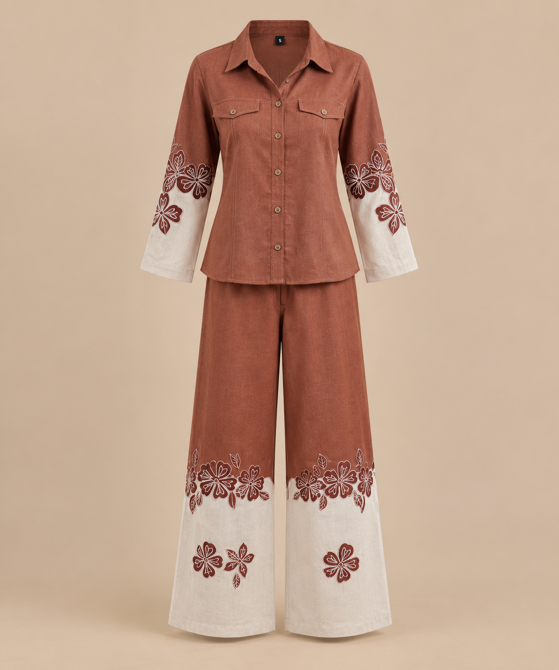 Embroidered Kurta Set – Terracotta Bloom