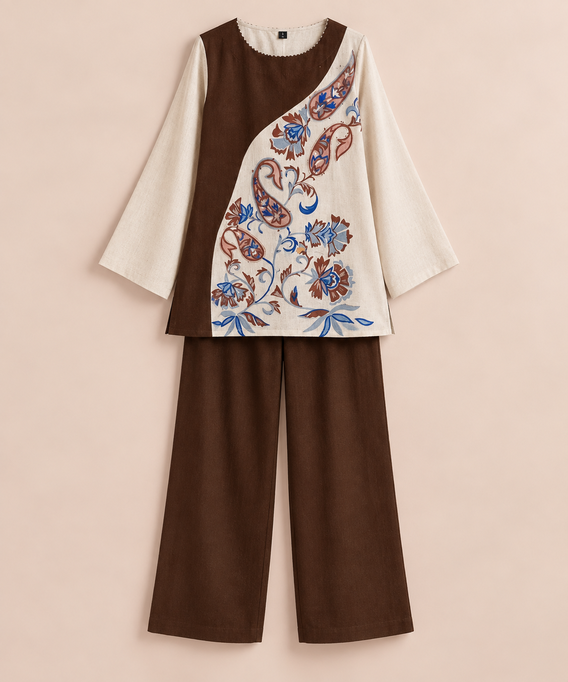 Embroidered Kurta Set – Cocoa Paisley