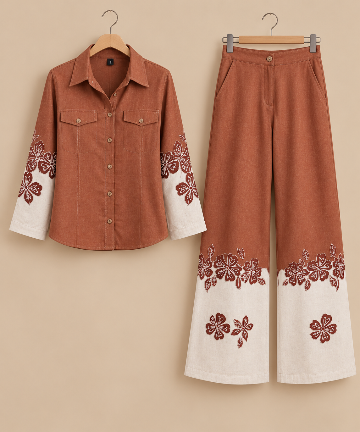 Embroidered Kurta Set – Terracotta Bloom