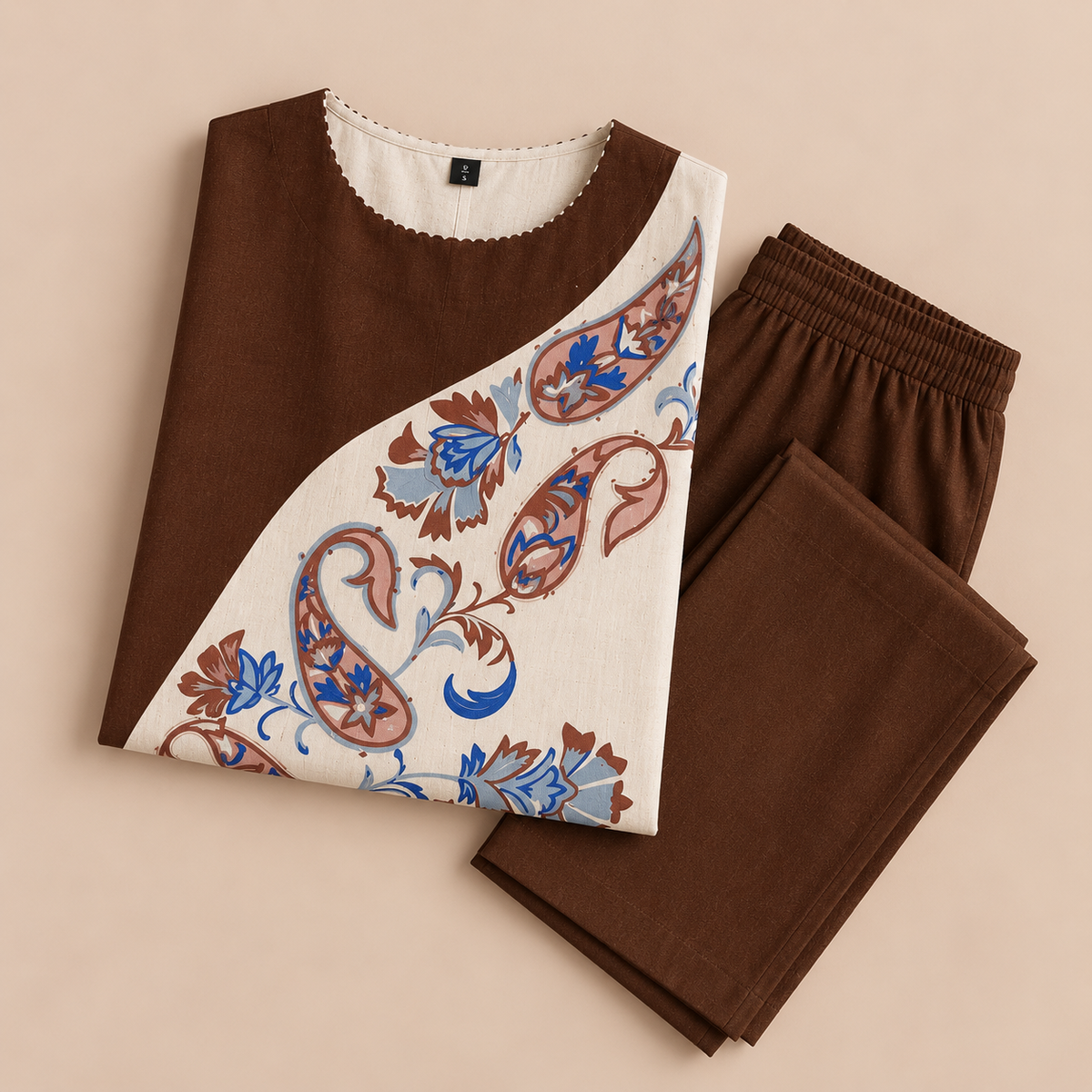 Embroidered Kurta Set – Cocoa Paisley