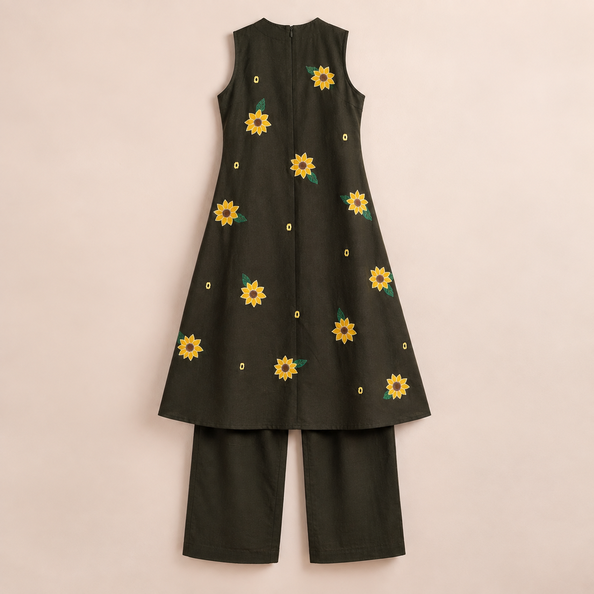 Embroidered Kurta Set Olive Bloom