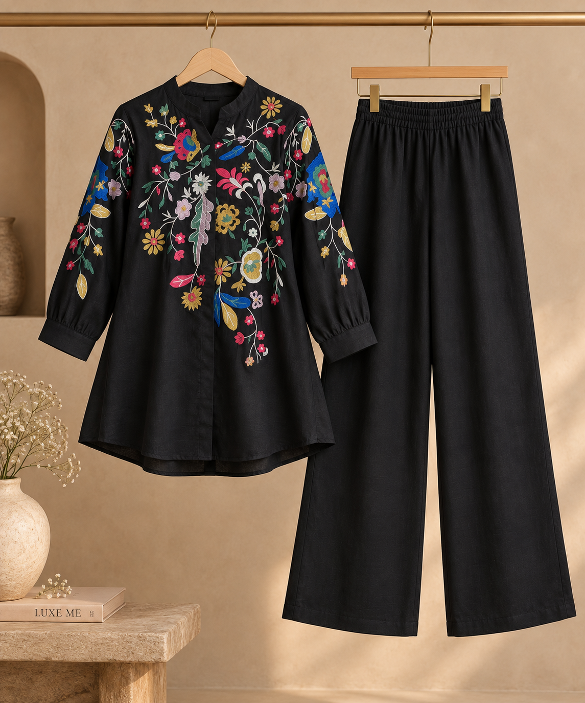 Embroidered Kurta Set Midnight Bloom