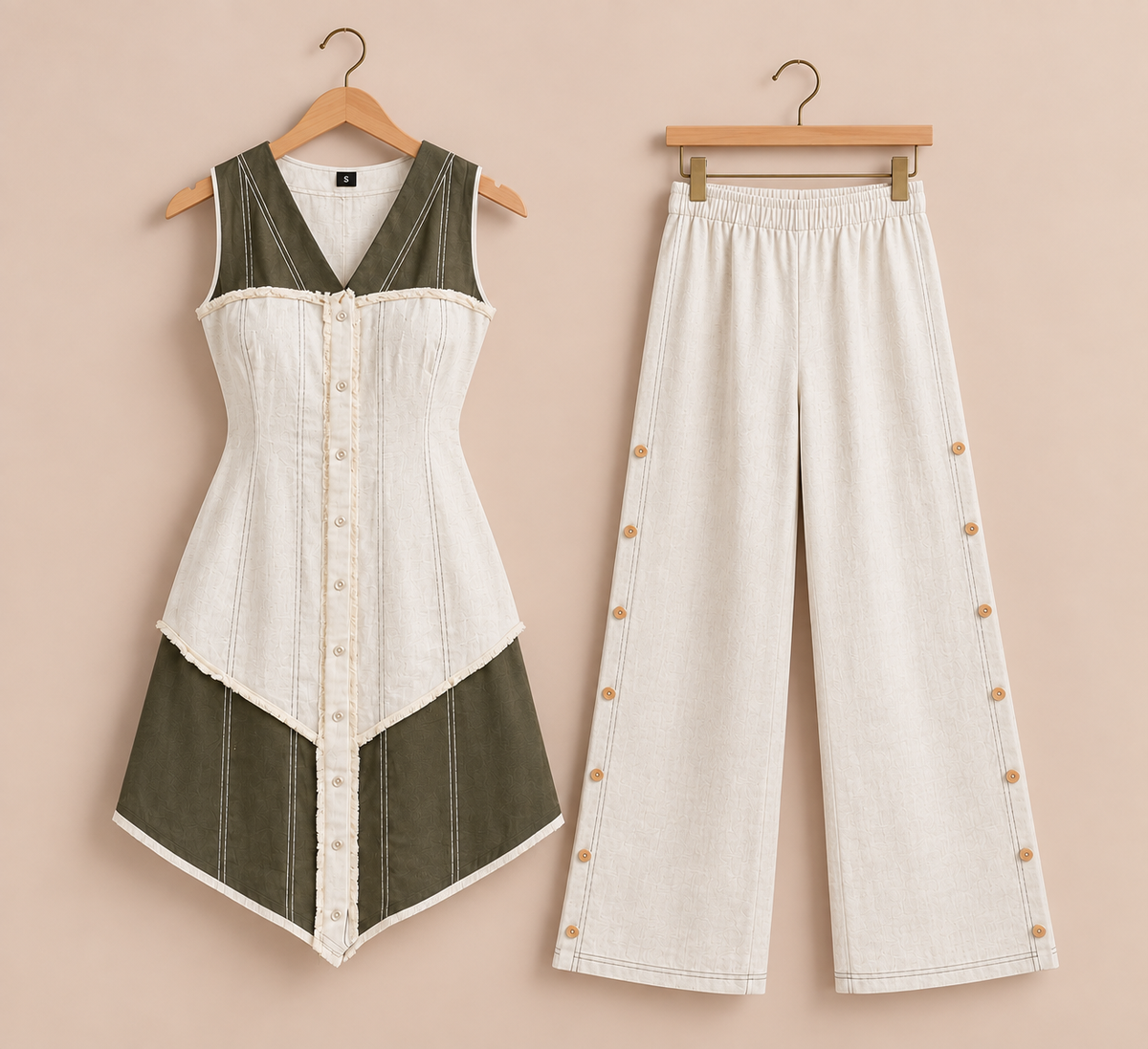 Embroidered Kurta Set – Olive Ivory