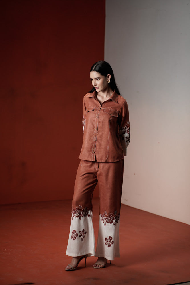 Embroidered Kurta Set – Terracotta Bloom