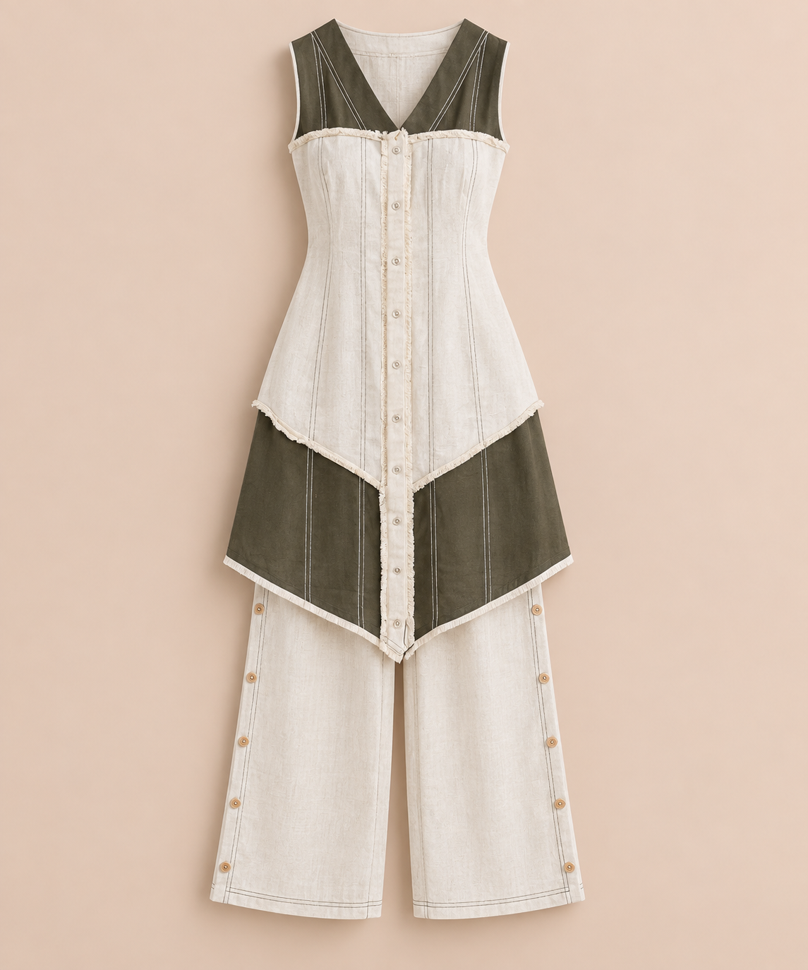 Embroidered Kurta Set – Olive Ivory