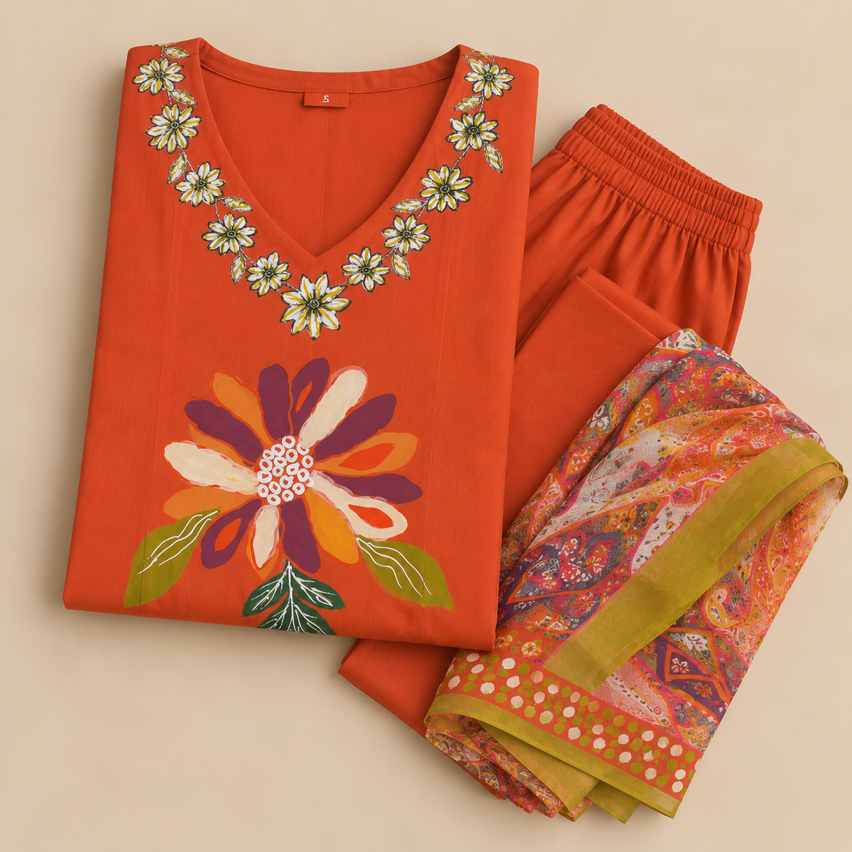 Embroidered Kurta Set – Marigold Bloom